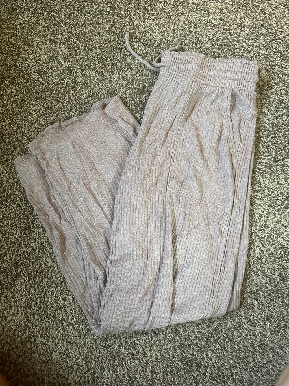 stars above Ribbed Drawstring Joggers in Light Taupe